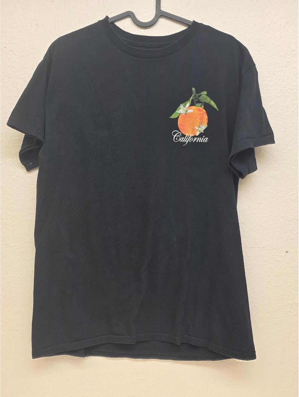 Strange Daze Mens Medium M T Shirt Black Graphic Tee California Orange Crew Neck